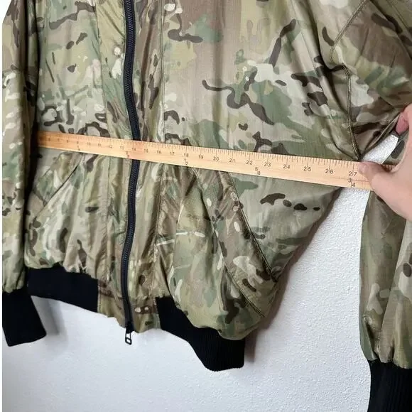 Daniel Patrick Olive Camo Front Split Zip Satin Long Sleeve Bomber Jacket M - Picture 13 of 13